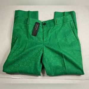 Banana Republic Hampton Pant Womens Sz 10 Crop Trousers Kelly Green Textured